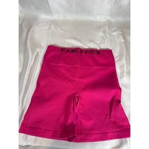 Fabletics Pink High Waisted Seamless Ribbed Bike Shorts Activewear Womens size s